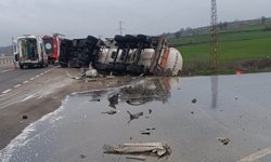 Tekirdağ'da devrilen tankerin sürücüsü öldü