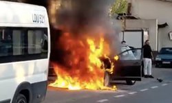 Beykoz'da seyir halindeki otomobil alev alev yandı