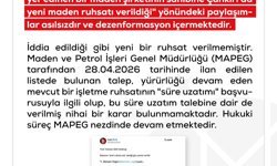 DMM'den 'maden ruhsatı' açıklaması