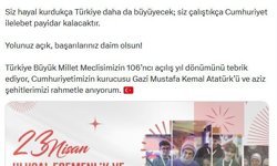 Emine Erdoğan: 23 Nisan Ulusal Egemenlik ve Çocuk Bayramı'nızı en içten dileklerimle kutluyorum