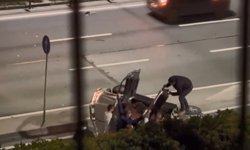 Kağıthane'de alkollü sürücünün kullandığı otomobilin çarptığı cip devrildi: 1 yaralı