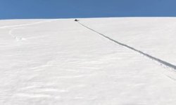 Kösedağ'ın zirvesinde nisan ayında 'poşetli' kayak