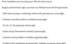 Özgür Özel, Türk Polis Teşkilatı'nın 181'inci kuruluş yıl dönümünü kutladı