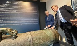 Söküme gelen gemiden çıkan bronz top, Kültür Sanat Fabrikası'nda sergileniyor