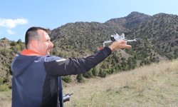 Erzurum Oltu'da arazideki vaşak dronla görüntülendi