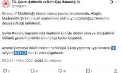 Giresun'da dereyi kirleten maden şirketine 2 milyon 517 bin TL ceza
