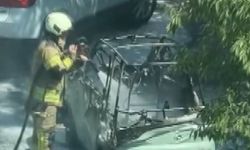 Beylikdüzü'nde elektrikli otomobilde çıkan yangın söndürüldü