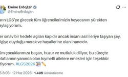 Emine Erdoğan, LGS'ye girecek öğrencilere başarı diledi