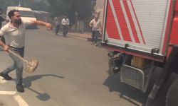 Silivri'de yangın ihbarına giden itfaiye ekibine kürek fırlattı