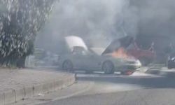 Şişli'de seyir halindeki otomobil alev alev yandı