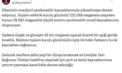 Türkiye'nin elektrik kurulu gücü 125 bin 598 megavata çıktı