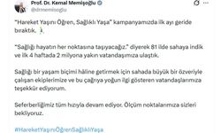 Bakan Memişoğlu: 'Hareket Yaşını Öğren, Sağlıklı Yaşa' kampanyamızda 2 milyona yakın vatandaşımıza ulaştık