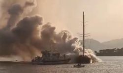 Göcek açıklarında tekne yandı, yolcular ve mürettebat tahliye edildi