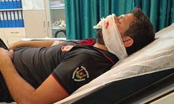 Hava basılırken itfaiye aracının lastiği patladı; 1 yaralı