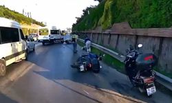 Maltepe'de 2 motosikletin çarpıştığı kaza kamerada