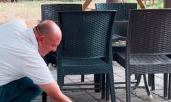 Çay bahçesinde yanına gelen sincabı çekirdekle besledi