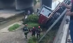 Dereye devrilen TIR'ın şoförü ağır yaralandı