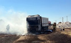 TIR'daki yangın, tarlaya sıçradı