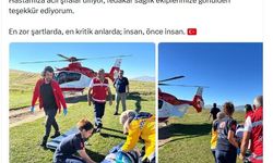 Trabzon'da düşme sonucu yaralanan kadın, helikopter ambulansla hastaneye ulaştırıldı