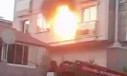 Yangın sırasında dairedeki patlama kamerada