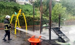 Zonguldak'ta 'üşüdüklerini' öne süren çocuklar kaydırağı ateşe verdi