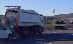 Çekmeköy'de otomobilin yol işaretleme aracına çarptığı kaza kamerada