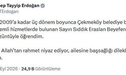 Cumhurbaşkanı Erdoğan'dan, vefat eden eski Çekmeköy Belediye Başkanı Eraslan için taziye mesajı