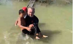 Derede mahsur kalan çocuk kurtarıldı