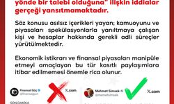 DMM: Bakan Şimşek'in istifasını sunduğuna ilişkin iddialar gerçeği yansıtmamaktadır