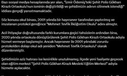 DMM'den İzmir'de ismi değiştirilen okula ilişkin açıklama