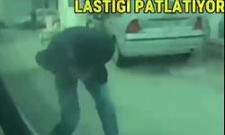 'Park yeri' kavgasında otomobilin lastikleri patlatıldı; olay kamerada