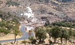 Yol çalışmasında kontrollü patlatma kamerada