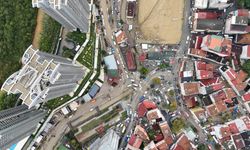 Ayazağa'da sokaklar ve stadyum çamurla doldu; temizlik çalışmaları havadan görüntülendi