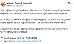 Bakan Göktaş'tan '2026 Yılı Aile ve Çocuk Dostu Yapım ve Dizi Teşvik Ödülleri'ne ilişkin paylaşım