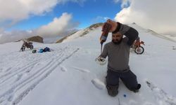 Ergan Dağı zirvesinde kayak keyfi