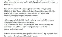 Eskişehir merkezli 33 ilde 119 şüpheliye yönelik 'yasa dışı bahis' operasyonu
