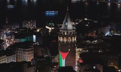 Galata Kulesi Filistin bayrağıyla ışıklandırıldı
