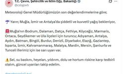 Muğla için 'turuncu', 18 il için 'sarı' kodlu uyarı