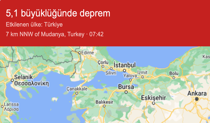Marmara Denizi'nde 5,1 büyüklüğündeki deprem Trakya'da da hissedildi