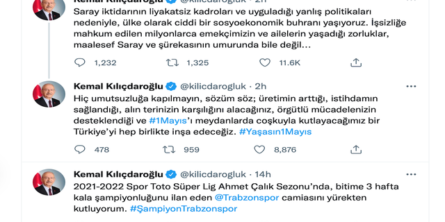 Trabzonspor'a Kılıçdaroğlu'ndan kutlama iletisi