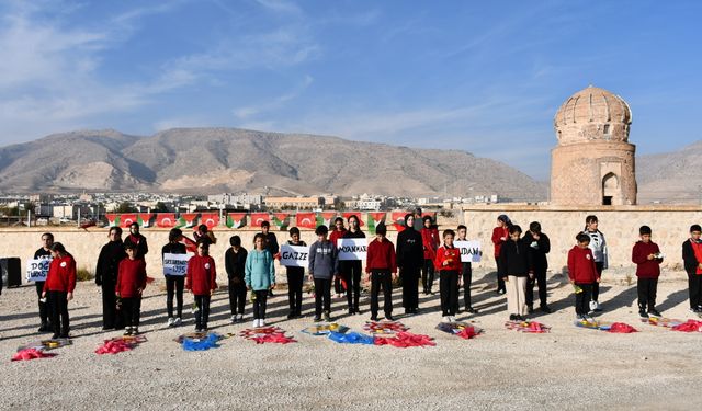 Tarihi Hasankeyf ilçesinde uçurtmalar hakları ihlal edilen çocuklar için uçuruldu