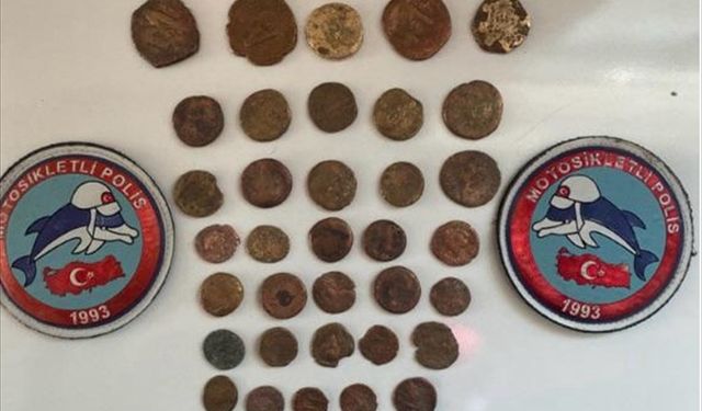 Mardin'de tarihi eser niteliğinde hayvan figürlü heykel ve 45 sikke ele geçirildi