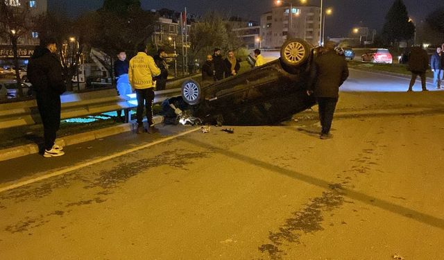 Bursa'da otomobil takla attı: 1 yaralı