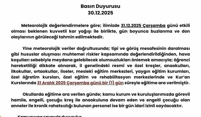Nevşehir'de eğitime 'kar' engeli