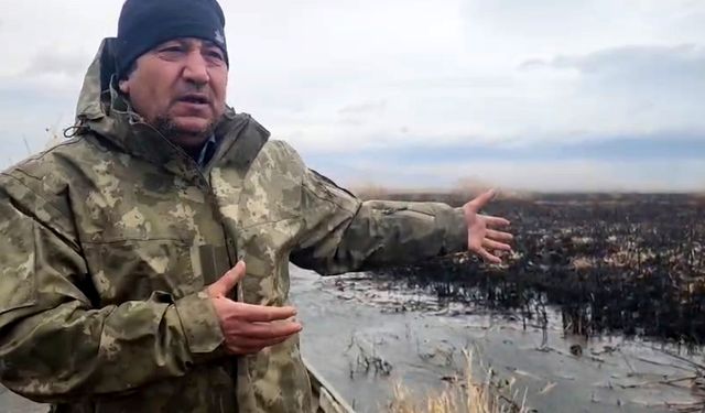 Eber Gölü'ndeki kamış yangınları söndürüldü (2)