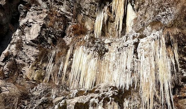 Hava sıcaklığı eksi 24,8'e düştü, araçlar çalışmadı, dev sarkıtlar oluştu