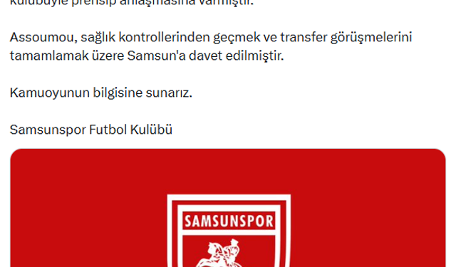 Samsunspor, Kouadou Jaurès Assoumou ile prensipte anlaştı