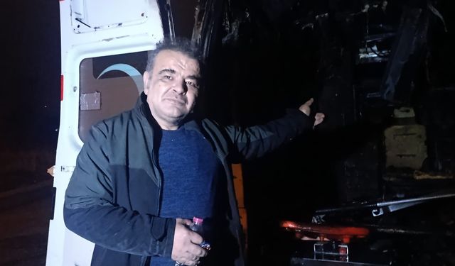 Amasya'da hasta nakil aracı alev aldı: Yatalak hasta kurtarıldı