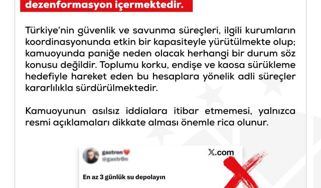 DMM: 'Savaş başlayacağı' iddiaları dezenformasyon içermektedir