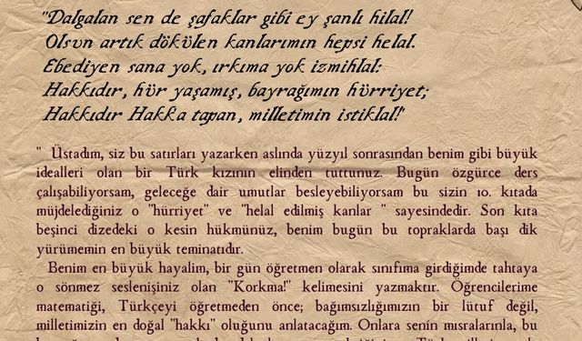 Midyatlı Melek Meryem, Milli Eğitim Bakanlığı'nın mektup yarışmasında birinci oldu